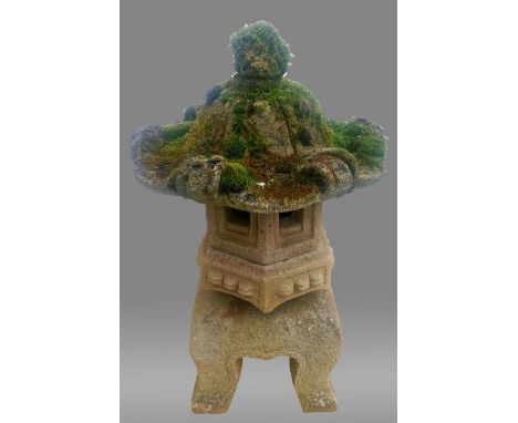 RECONSTITUTED STONE GARDEN LANTERN in the Japanese style, height 69cm