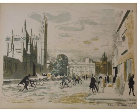 •EDWIN LA DELL, ARA (1914-1970) KING'S PARADE, CAMBRIDGE  Colour lithograph, signed and dated 56 34 x 46.5cm. with a colour a