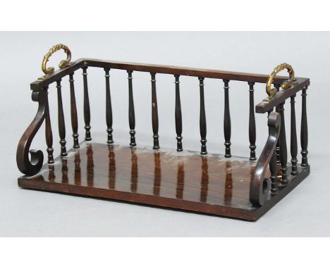 REGENCY ROSEWOOD BOOK TROUGH, the three quarter gallery with turned spindles, gilt metal handles and scrolling ends, height 2