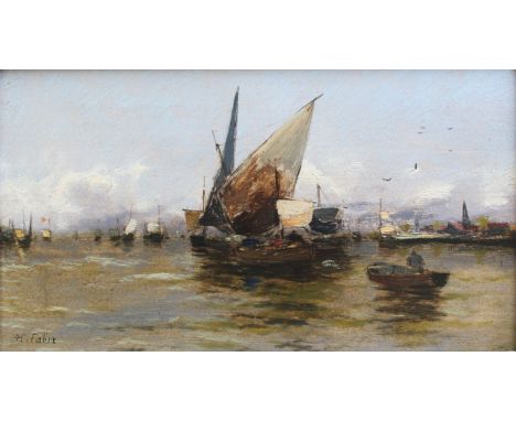 H** FABRE (19th Century) MARINES: ROTTERDAM; FECAMP A pair, both signed, oil on panel Each 16.5 x 30cm. (2) ++  Each needs a 