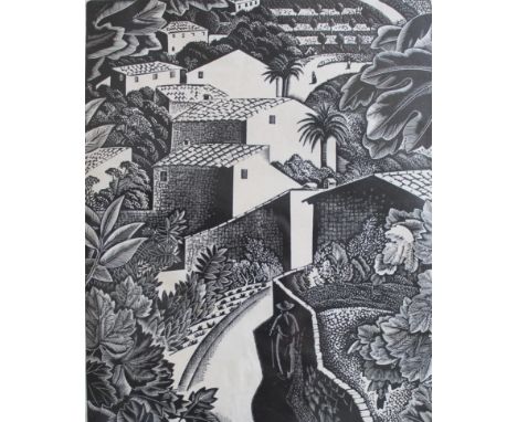 •IAIN MACNAB (1890-1967) DEYA, MAJORCA Wood engraving, 1932, signed, inscribed and numbered 12/40 24.5 x 20cm.; with another 