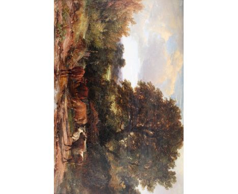 HENRY BRITTAN WILLIS, RWS (1810-1884) CATTLE BY A COUNTRY BROOK; TENDING SHEEP ON A SHADY LANE A pair, the former signed, oil
