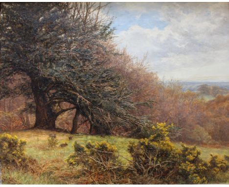 FRANK WALTON (1840-1928) ON THE POOLE ROAD TO LAINE HILL, HOLMBURY ST. MARY, DORKING Signed, also signed and inscribed with t