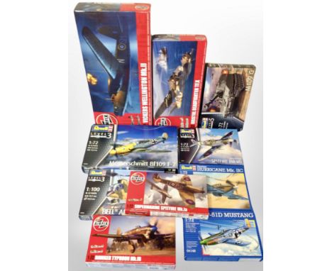 10 Aircraft scale modelling kits by Revell, Airfix, etc.