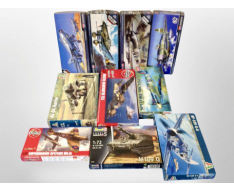 10 Aircraft scale modelling kits by Revell, Airfix, Academy, etc.