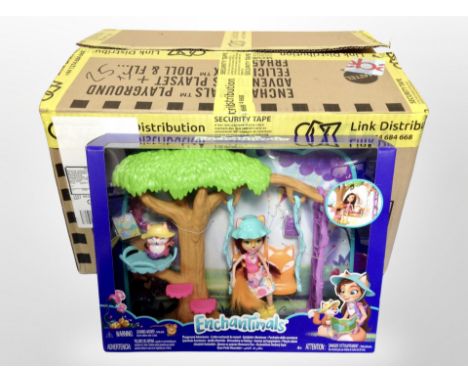 Six Mattel Enchantimals toy sets.