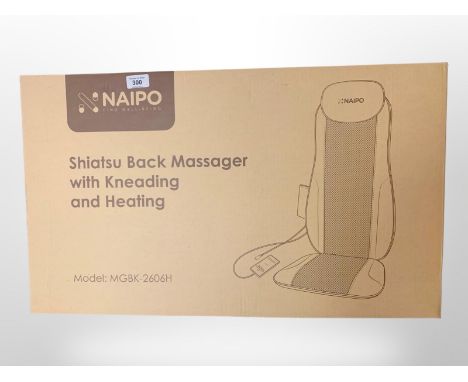 A Naipo Shiatsu Back Massager with Kneading and Heating, model MGBK-2606H, boxed.  
