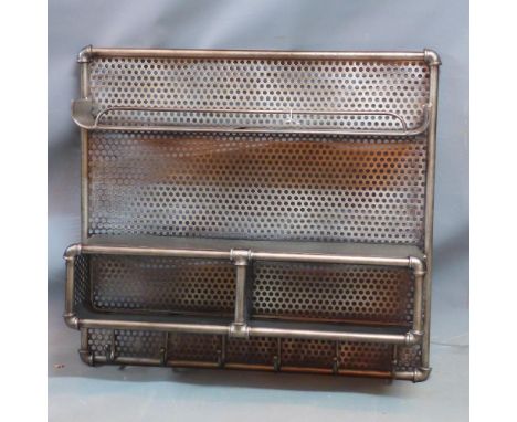 An industrial wall shelf, H. 74cm W. 80cm 