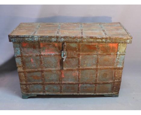 An early 20th century Indian hand painted trunk. H-74 W-112 D-42cm 