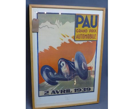 A PAU Grand Prix 1939 poster, Coys of Kensington, offset lithograph, limited edition 108/850, 82 x 60cm 