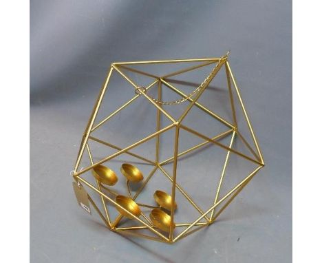 A contemporary gilt metal tea light lantern 
