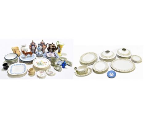 A selection of 19th&nbsp;century and later ceramics and glass to include three 19th&nbsp;century blue and white dessert bowls