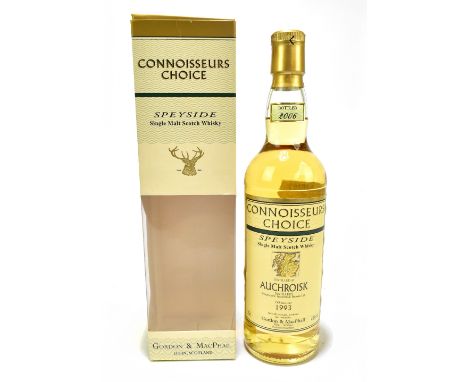 WHISKY; a single bottle of Auchroisk Speyside single malt Scotch whisky, distilled 1993 and bottled 2006, 43% 70cl,&nbsp;with
