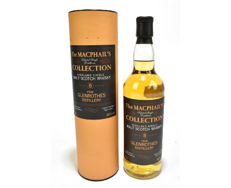 WHISKY; a single bottle of Glenrothes 8 years old Highland single malt Scotch whisky, 40% 70cl, with the MacPhail's Collectio
