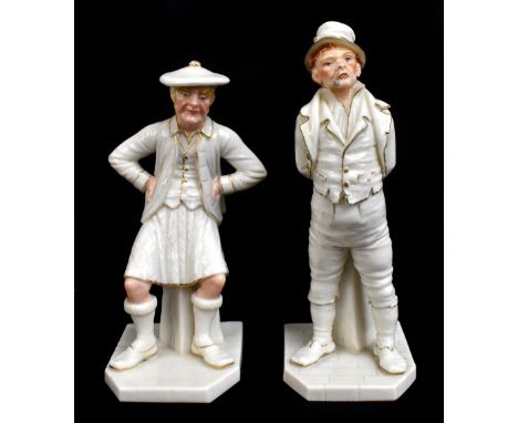 ROYAL WORCESTER; two figures emblematic of countries modelled by James Hadley, comprising Scotland, shape number 914, height 