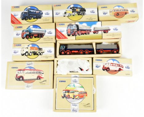 CORGI CLASSICS; nine boxed models including 97366 Atkinson Eight Wheel Rigid with Trailer and Load Tennant, 97319 ERF Cylindr
