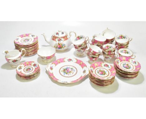 ROYAL ALBERT; a sixty piece part tea service decorated in the 'Lady Carlisle' pattern.Additional InformationAround six/seven 
