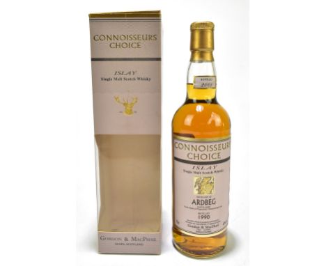 WHISKY; a single bottle of Ardbeg Islay single malt Scotch whisky, distilled 1990 and bottled 2001, 40% 70cl, with connoisseu