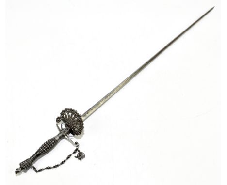 JOSEPH STARKE OF CONDUIT STREET LONDON; a court sword with etched decoration to blade, blade length 64.5cm, the shaped guard 