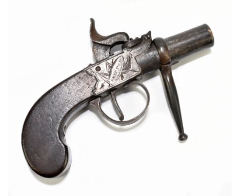 CLAMPITT; a 19th century percussion cap muff pistol with 1.5" screw-off barrel, the frame stamped 'Clampitt' to one side and 