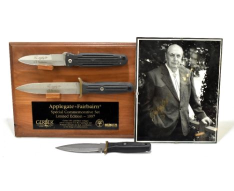GERBER; an Applegate-Fairbairn special commemorative limited edition set of three combat knives produced in 1997 to recognise