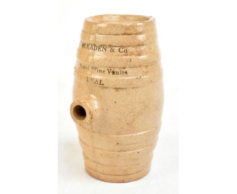 BLEADING &amp; CO; a 19th century salt glazed spirit barrel, impressed Royal Wine Vaults Deal, length 16cm.Additional Informa