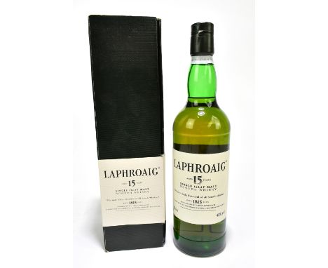 WHISKY; a single bottle of Laphroaig Aged 15 Years single Islay malt Scotch whisky, 70cl, 43%, in presentation carton.Additio