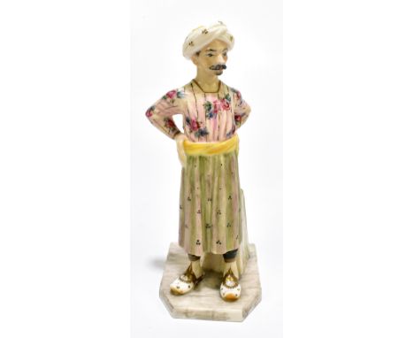 ROYAL WORCESTER; a figure emblematic of India modelled by James Hadley, shape number 888, decorated with coloured enamels wit