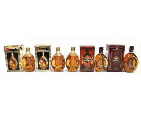 DIMPLE; five bottles of Scotch Whisky comprising 1 litre 15 years old, cased, 70cl De Luxe 15 years old, boxed (5).&nbsp;Addi