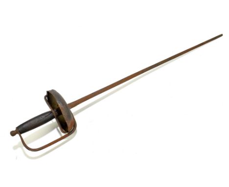 An old sword with court-type blade, length 70cm, to cup-type guard and wooden grip (for restoration).Provenance: The Captain 