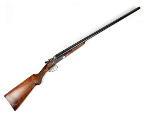 AYA; a 12 bore side-by-side sidelock hammer gun, the 30" barrels chambered with 2.75" chambers, and mounted with a raised tex