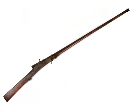 An Indian 19th century torador matchlock three band musket with 49" barrel, overall length 173cm.Provenance: The Captain Alla