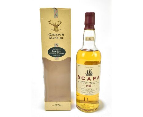 WHISKY; a single bottle of Scarpa single Highland malt Scotch whisky, distilled 1989 and bottled 2001, 40% 70cl, in Gordon &a