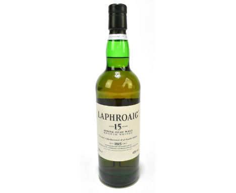 WHISKY; a single bottle of Laphroaig aged 15 years single Islay malt Scotch whisky, 43% 70cl, lacking presentation carton.Add