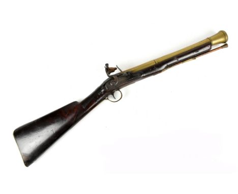 CONWAY; a 19th century brass barrelled blunderbuss, inscribed maker's name to the lock plate, the barrel further inscribed 'L