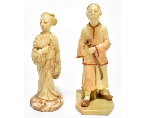 ROYAL WORCESTER; a figure emblematic of China modelled by James Hadley, decorated in a blush finish, shape number 837, height