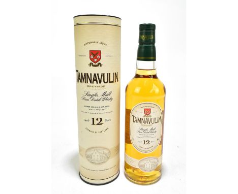 WHISKY; a single bottle of Tamnavulin aged 12 years Speyside single malt rare Scotch whisky, 40% 70cl, with presentation cart