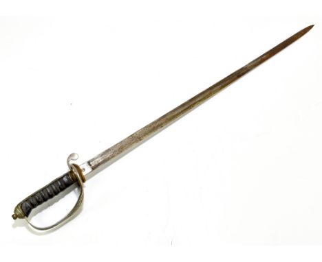 A late 19th/early 20th century infantry sword (for restoration), the fullered blade with proof slug to base, with pierced gua