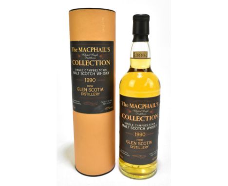 WHISKY; a single bottle of Glen Scotia aged 13 years single Campbeltown malt Scotch whisky, distilled 1990 and bottled 2003, 
