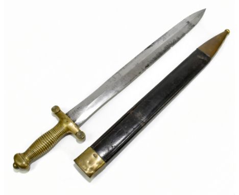 A 19th century French 1816 Pattern pioneer's gladius-type short/side-arm, the brass cross guard numbered 316 to ribbed grip a