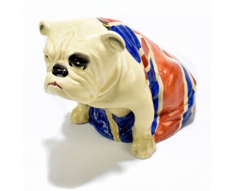ROYAL DOULTON; a model of a seated bulldog draped in a Union Jack, no.645658, height 15cm, length 20cm.Additional Information