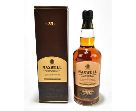 WHISKY; a single bottle of Maxwell Highland single malt Scotch whisky, aged 33 years, distilled 1979 and bottled 2012, limite