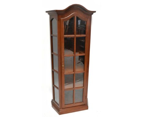 A reproduction display cabinet with glazed door and side panels enclosing four shelves, height 188.5cm, width 85cm, depth 40c