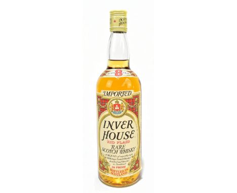 INVERHOUSE; a single bottle of Red Plaid eight year old Scotch whisky with Duty Free Exportation label to the reverse numbere