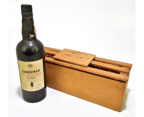 PORT; a single bottle of Sandeman vintage 1975 (bottled 1977), housed in Jaguar branded wooden crate.Additional InformationVe