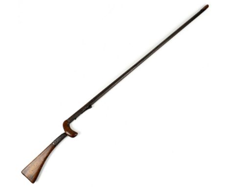 A 19th century Day's Patent Junior percussion cap walking stick gun with clip-in stock, overall length including stock 118cm.