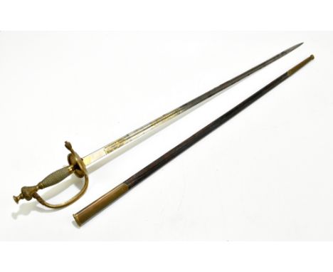 A 19th century German court sword, the tempered and fullered blade named in gilt 'F. Höpfner' above crowned eagle crest, furt