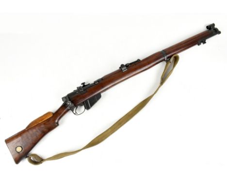 LEE ENFIELD; a .303 bolt action fully stocked rifle, the back strap stamped with a crown cipher above 'G.R.' also stamped 'B.