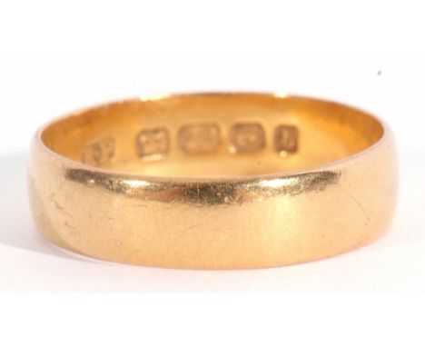 22ct gold wedding ring, plain polished design, Birmingham 1901, 3.4gms, size O