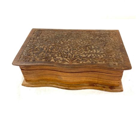 Wooden carved top vintage jewellery box 